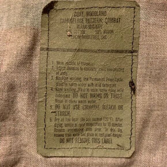 U.S. ARMY MILITARY SIZE SMALL LONG COMBAT CAMOUFLATE WOODLAND COAT - Picture 5 of 5